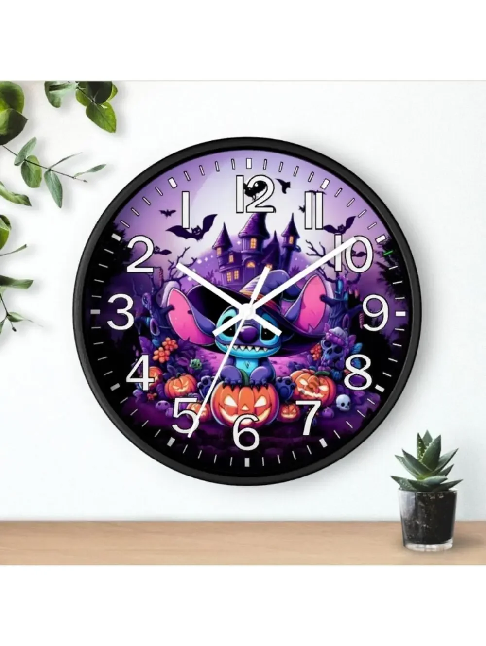 REVERSE TICKING Lilo & Stitch Glow In The Dark Wall Clock New!